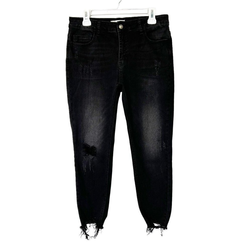 Vervet Frayed Skinny Jeans Womens Size 31 Black High Rise Ankle‎
